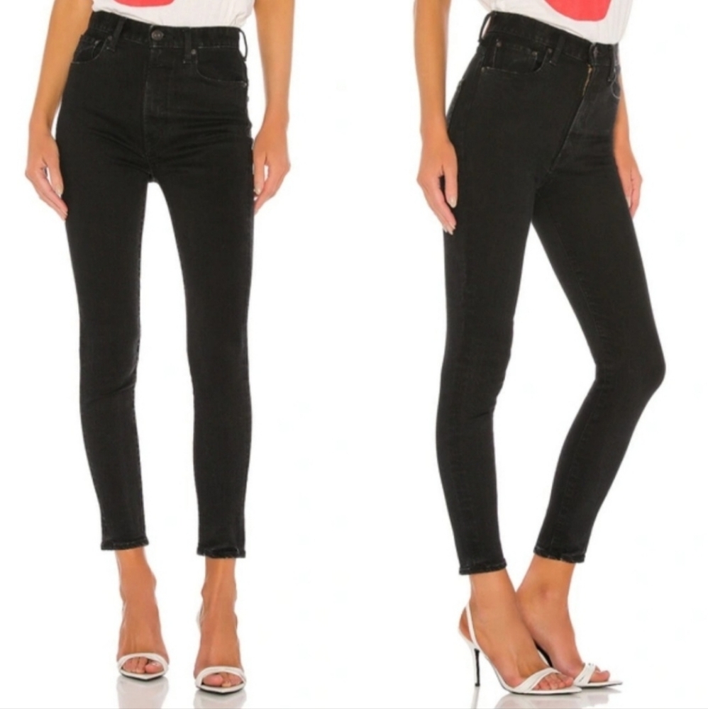 MOUSSY Vintage Filer Super High Rise Skinny Jeans Black